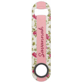 Girly Pink Floral Print Pattern Monogram Speed Flessenopener (Voorkant)