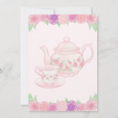 Girly Pink Floral Teddy Bear Tea Party Baby shower Kaart (Achterkant)