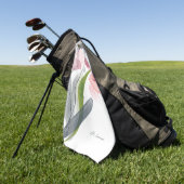 Girly Pink Floral Tulips laat wit vallen Golfhanddoek (Groen)