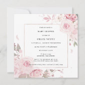 Girly Pink Floral Waterverf Baby shower Kaart (Voorkant)