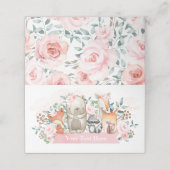 Girly Pink Floral Woodland Animals etendag Plaatskaartje (Buitenkant ongevouwen)