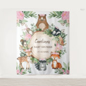 Girly Pink Floral Woodland Baby shower Backdrop Wandkleed (Voorkant)