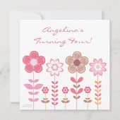 Girly Pink Flowers Aangepaste verjaardagsuitnodigi Kaart (Voorkant)