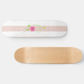 Girly Pink Flowers and Stripes Persoonlijk Skateboard (Horizontaal)