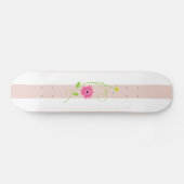 Girly Pink Flowers and Stripes Persoonlijk Skateboard (Horizontaal)