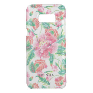 Girly Pink Flowers patroon Monogram 4 Get Uncommon Samsung Galaxy S8 Plus Case