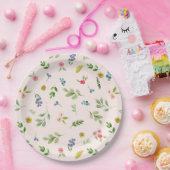 Girly Pink Flowers Pattern Party Papier Borden Papieren Bordje (Feest)