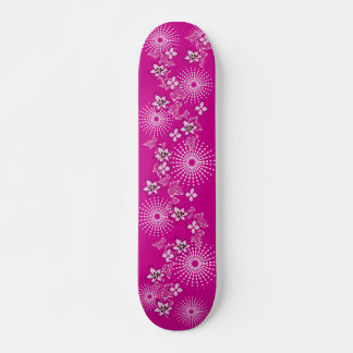 Girly Pink Flowers Skateboard