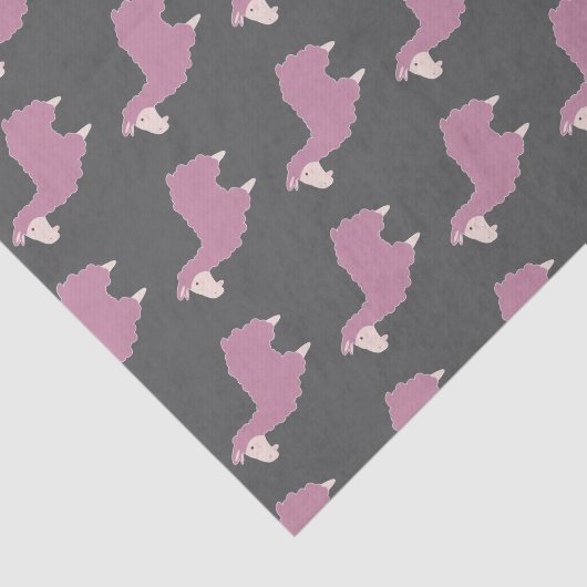 Girly Pink Fluffy Lamas & Grijs Tissuepapier (Detail)