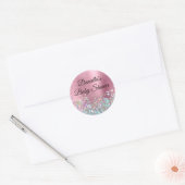 Girly Pink Folie Holo Glitter Baby shower Ronde Sticker (Envelop)