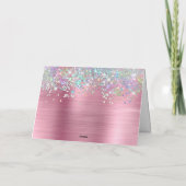 Girly Pink Folie Holo Glitter Bedankkaart (Achterkant)
