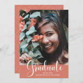 Girly Pink Foto Afstuderen Foto Aankondiging (Voorkant / Achterkant)