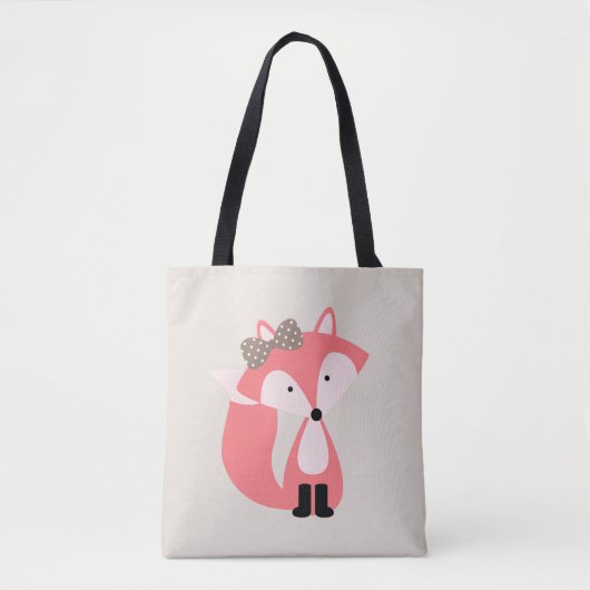 Girly Pink Fox Tote Bag (Voorkant)