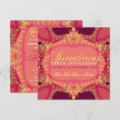 Girly Pink Frills Specialicious Party Invitation Kaart (Voorkant / Achterkant)