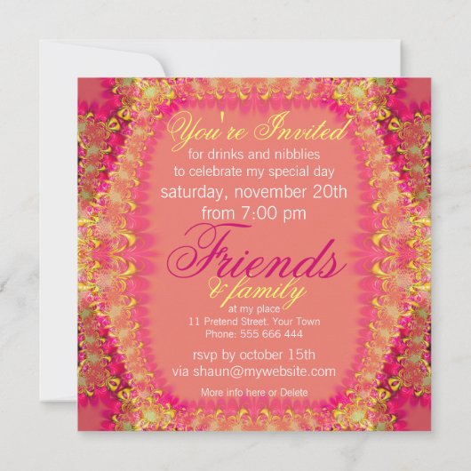 Girly Pink Frills Specialicious Party Invitation Kaart (Achterkant)