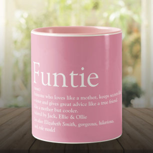 Girly Pink Funny Tunt Auntie Definition Tweekleurige Koffiemok