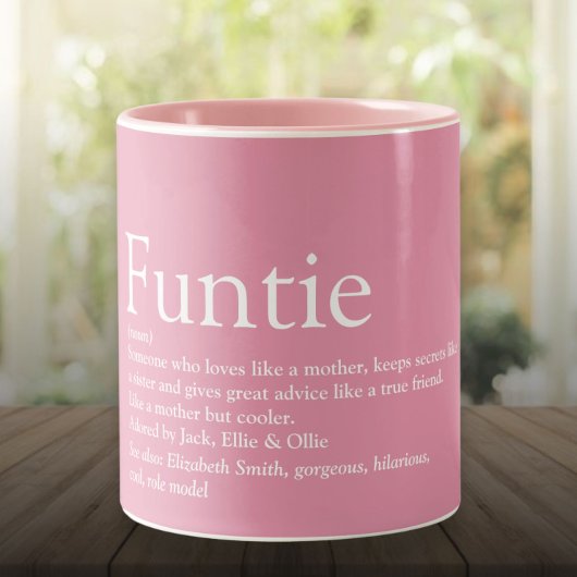 Girly Pink Funny Tunt Auntie Definition Tweekleurige Koffiemok