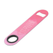 Girly Pink Geometric Pattern Monogram Speed Flessenopener (Voorkant Gekanteld)