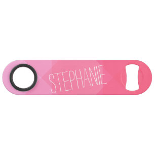 Girly Pink Geometric Pattern Monogram Speed Flessenopener