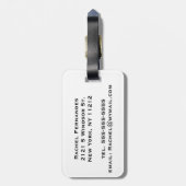 Girly Pink Geometric Triangles Pineapple Monogram Bagagelabel (Achterkant verticaal)