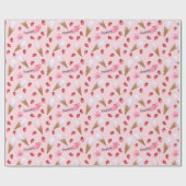 Girly Pink Gepersonaliseerde Aardbei Ice Cream Con Cadeaupapier (Vlak)