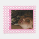 Girly Pink gepersonaliseerde foto en naam Fleece Deken (Voorkant (Horizontaal))