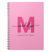 Girly Pink Gepersonaliseerde Initiaal Monogram Naa Notitieboek (Voorkant)