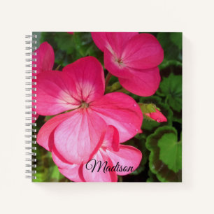Girly Pink Geranium Flower with Waterdruppels Phot Notitieboek