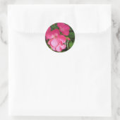  Girly Pink Geranium Monogram foto Ronde Sticker (Tas)