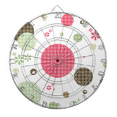Girly Pink Gingham Pattern Circles Cute Daisies Dartbord (Voorkant)