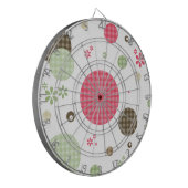 Girly Pink Gingham Pattern Circles Cute Daisies Dartbord (Voorkant Links)