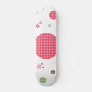 Girly Pink Gingham Pattern Circles Cute Daisies Persoonlijk Skateboard