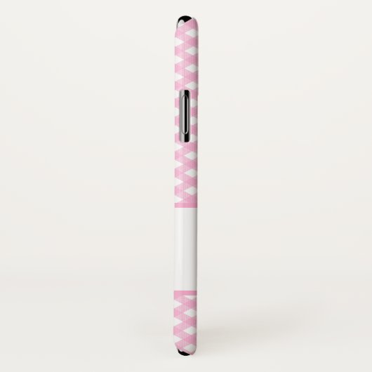 Girly Pink Gingham Pattern Name and Initiaal Case-Mate iPhone Case (Achterkant / rechts)
