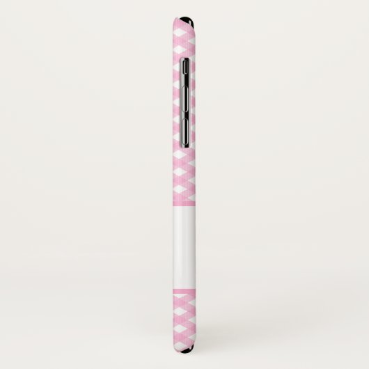 Girly Pink Gingham Pattern Name and Initiaal Case-Mate iPhone Case (Achterkant/links)