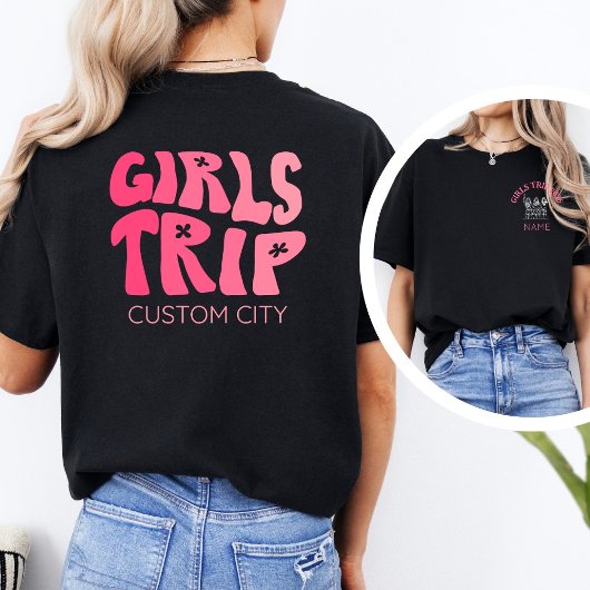 Girly Pink Girls Trip 2026 Personalized Travel T-shirt
