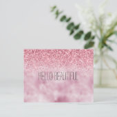 Girly Pink Glam Glitter Briefkaart (Staand voorkant)