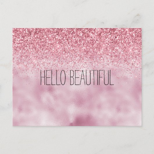 Girly Pink Glam Glitter Briefkaart (Voorkant)