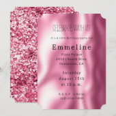 Girly Pink Glam Glitter Kaart (Voorkant / Achterkant)