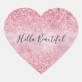 Girly Pink Glam Glitter sparkle Hart Sticker