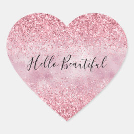 Girly Pink Glam Glitter sparkle Hart Sticker