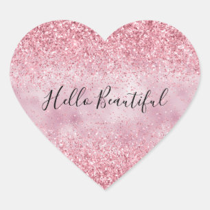 Girly Pink Glam Glitter sparkle Hart Sticker