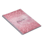 Girly Pink Glam Glitter sparkle Notitieboek (Rechterzijde)