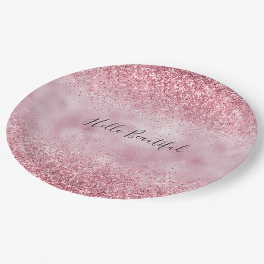 Girly Pink Glam Glitter sparkle Papieren Bordje (Gekanteld)
