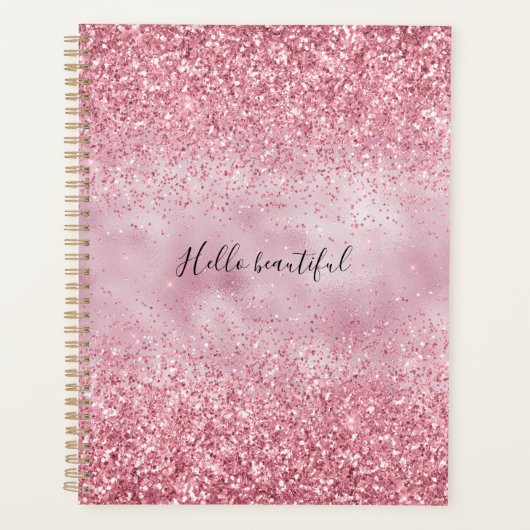 Girly Pink Glam Glitter sparkle Planner (Voorkant)