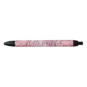 Girly Pink Glam Glitter sparkle Zwarte Inkt Pen (Voorkant)