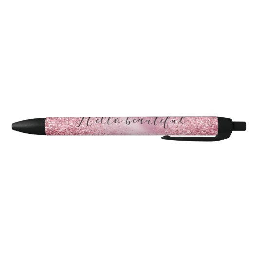 Girly Pink Glam Glitter sparkle Zwarte Inkt Pen (Bodem)