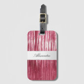 Girly Pink Glam Glitzy Tinsel Stripes Bagagelabel (Voorkant (verticaal))