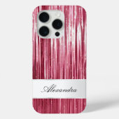 Girly Pink Glam Glitzy Tinsel Stripes Case-Mate iPhone Case (Achterkant)