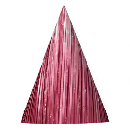 Girly Pink Glam Glitzy Tinsel Stripes Verjaardag Feesthoedjes