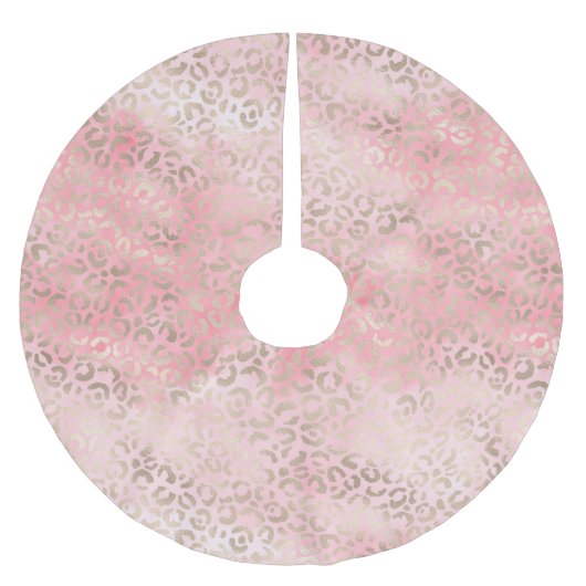 Girly Pink Glam Gold Leopard Print Waterverf Kerstboom Rok (Voorkant)